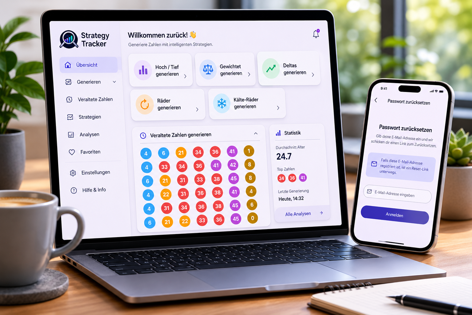 Strategy Tracker app dashboard showing lottery statistics and expected value analysis